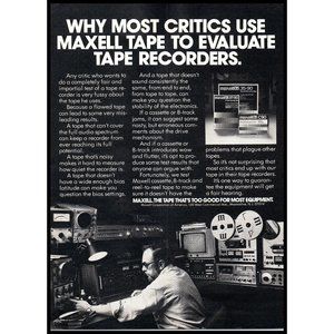 1977 Maxell Cassette Tapes and Reel to Reel Vintage Print Ad Sound Edit Wall Art